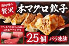 漁師町の 贅沢 !  天然 本 マグロ 餃子  25個 （バラ凍結）  簡単 便利  ビール によく合う  手作り お 魚 ぎょうざ  三重県 尾鷲 可笑  KSH-1