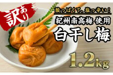 【訳あり】白干し梅 秀品 1.2㎏（塩分20％）紀州南高梅使用｜梅干 うめぼし 大粒 小分け 天日 塩分 大容量 肉厚 熱中症 プレゼント ギフト II-78