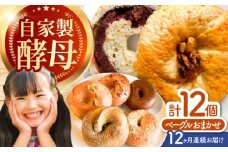【12回定期便】 三重県産小麦使用 自家製天然酵母のおまかせベーグルセット / パン ベーグルパン ベーグル 国産小麦 / 亀山市 / くるくる・ベーグル [AMAT012]
