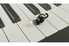 I-92伊勢志摩あこや本真珠ピンブローチ・黒ねこ