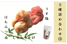 梅干し 熊野乃梅 2種詰合せ⓷ うす塩（塩分9％） はちみつ（塩分8％） しそふりかけ【snby0011】