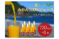 糖度12度以上【 マルチ栽培 みかん ストレートジュース 6本 】720ml×6本 段ボール箱 温州 みかん 100% オレンジジュース ご自宅用 子供 三重県 熊野市【kmkn0077】