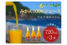 糖度12度以上【 マルチ栽培 みかん ストレートジュース 3本 】 720ml × 3本 （化粧箱）温州 みかん 100% オレンジジュース  ギフト プレゼント 贈答用 三重県 熊野市【kmkn0079】
