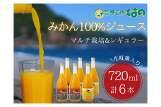 完熟 温州みかん 使用！ 無添加 ストレートジュース マルチ ･ レギュラー 2種 セット 720ml × 6本 ( 2本×3箱 化粧箱 )　温州 みかん 100% オレンジジュース  ギフト プレゼント 贈答用 三重県 熊野市【kmkn0206】