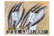 熊野の老舗干物屋　畑辰商店【かます開き☆3尾入り】×3袋【kmkn0254】