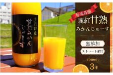 みかんジュース 仲森農園の麗紅甘熟みかんじゅーす 1L×3本 ミカンジュース みかん ミカン 温州みかん ストレート フルーツジュース フルーツ 果物 くだもの 人気 数量限定 仲森農園 三重県 熊野市【nkmr0007】