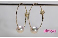 akoya フープピアス （K18YG） / 8.5～9.0ミリ 真珠 アコヤ パール ピアス 18金 アクセサリー ギフト ホワイトデー クリスマス 伊勢志摩 志摩 〔100-39〕