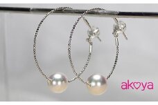akoya フープピアス （K18WG） / 8.5～9.0ミリ 真珠 アコヤ パール ピアス 18金 アクセサリー ギフト ホワイトデー クリスマス 伊勢志摩 志摩 〔100-39〕