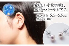 真珠 ピアス 5.5 ~ 5.9 mm   ( K14WG ) アクセサリー パール ジュエリー 三重 伊勢 志摩 真珠 パールアコヤ真珠 アコヤ貝 あこや 冠婚葬祭 慶事 誕生日 結婚式 記念日 お祝い 贈り物 ギフト 普段使い 愛らしい小粒の輝き、ベビーパール ピアス