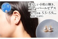 真珠 ピアス 5.5mm ~ 5.9mm  ( K18YG ) アクセサリー パール ジュエリー 三重 伊勢 志摩 真珠 パールアコヤ真珠 アコヤ貝 あこや 冠婚葬祭 慶事 誕生日 結婚式 記念日 お祝い 贈り物 ギフト 普段使い 愛らしい小粒の輝き、ベビーパール ピアス