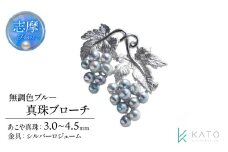 真珠 ブローチ パール 3mm 以上 4.5mm 未満 シルバー アクセサリー アコヤ真珠 ジュエリー ケース  / あこや無調色ブルー真珠ブローチ