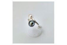 真珠 7mm 6mm アクセサリー リング フリーサイズ アコヤ真珠 パール あこや 指輪 贈答 プレゼント 贈り物 お祝い 慶事 クリスマス 三重 伊勢志摩 / モノトーンのおしゃれ、シルバーフリーサイズパールリング