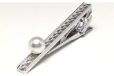 真珠 アクセサリー 8.0～8.5ミリ シルバー タイピン パール アコヤ真珠 伊勢 志摩 伊勢志摩 冠婚葬祭 慶事 弔事 結婚式 入学式 卒業式 ギフト フォーマル カジュアル 誕生石 記念日 / 老舗の真珠専門店・高品質アコヤ真珠タイピン8.0～8.5ミリ / シルバー (ホワイト系)