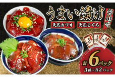 訳あり 漬け丼 3種セット 6パック 天然 まぐろ 鮪 マグロ キハダマグロ 黄肌鮪 ビンチョウマグロ カツオ 鰹 漬け 醤油 海鮮 国産 冷凍 小分け 簡単 お手軽 惣菜 おかず おつまみ お茶漬け 丼 うまい漬け 魚 魚介類 三重県 伊勢 志摩 8000円 8千円 八千円