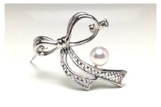 真珠 アクセサリー ブローチ パール 6.5mm ～ 7mm シルバー レディース 伊勢志摩 伊勢 志摩 冠婚葬祭 結婚式 入学式 卒業式 ジュエリー / 老舗の真珠専門店・高品質アコヤ真珠ブローチ6.5～7.0ミリ（タイプ：A）