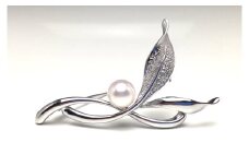 真珠 アクセサリー ブローチ パール 7mm ～ 7.5mm シルバー レディース 伊勢志摩 伊勢 志摩 冠婚葬祭 結婚式 入学式 卒業式 ジュエリー / 老舗の真珠専門店・高品質アコヤ真珠ブローチ7.0～7.5ミリ（タイプ：B）