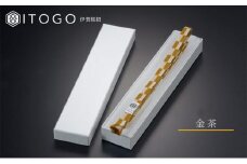 帯紐 伝統 工芸 着物 三分紐 伊賀 組紐 市松 ( 金茶 )( 全長約128cm × 幅約0.9cm × 重量約14g ) 箱入り