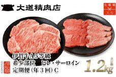 【年3回】伊賀牛 A5ヒレ・サーロイン 定期便C 総合計約1.2kg