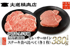 伊賀牛 A5ヒレ・サーロイン 食べ比べステーキセットC 総合計約380g【最高級部位】