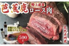 天然芭蕉鹿 特上赤身ロース肉500g 鹿肉用特製焼肉のたれ1本・特製スパイス1本付き