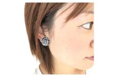 組紐イヤリング張丸黒銀