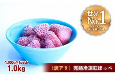 【訳アリ】完熟冷凍苺 紅ほっぺ1.0kg / 化粧箱入【果実まるごとアイス】