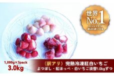 【訳アリ/食べ比べ】完熟冷凍苺「紅ほっぺ＆淡雪＆よつぼし 1.0kg × 3種類」化粧箱入【果実まるごとアイス】