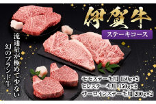 【3回　定期便】伊賀牛ステーキコース1（モモ、ヒレ各150ｇ×2、サーロイン200ｇ×2）