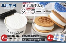 牛乳屋さんのジェラートカップ6個＆かたやきジェラートサンド4個セット