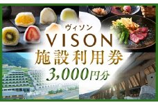 日本最大級の商業リゾート VISON 施設利用券 3,000円分 ／ ヴィソン 三重県多気町 ギフト券 ギフト 贈答 宿泊券 補助券ホテル 補助券 ホテル 温泉 宿泊 食事 薬草湯 マルシェ 農産物 お伊勢参り ペット キャンピングカー アート アウトドア 体験 観光 旅行 子連れ 金券 リゾート感謝券 BBQ 伊勢 近畿 東海 国内 三重県 多気町 VT-01