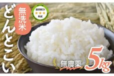 ON-06　無農薬　無洗米　温室効果ガス削減率 -88%　農林水産省「温室効果ガス削減見える化実証」で星３つをいただいた恋するお米（どんとこい）5kg