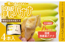 平均糖度25度以上 国産 無農薬 皮ごと食べられる「ともいき伊勢バナナ」　贈答記念用木箱入り　4本入り 約400g 4本入り バナナ ばなな 伊勢ばなな 伊勢バナナ ときいも伊勢バナナ 高糖度 栄養豊富 皮ごと 果物 くだもの 多気町 三重 無農薬 国産 贈答用 贈答 贈り物 三重県多気町 TF-03