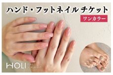 ★レビューキャンペーン対象★ハンド・フットジェルネイル （ワンカラー）体験チケット　HOLInail+eyelash おしゃれ サロン 可愛い デザインネイル アートネイル  カラー豊富