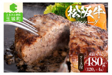 松阪牛焼ハンバーグ120g(デミグラスソース付)4個入りギフトセット（ギフト 肉 牛肉 ハンバーグ 国産 松阪牛 120g 4セット デミグラスソース 100g 4セット 真空パック 冷凍 厳選 こだわり 旨味 香り 深み 三重県 玉城町 まるよし）