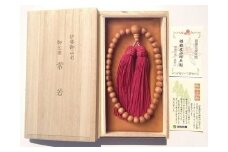 御山杉　お念珠　女性用：ワインレッド　桐箱／世古林業　数珠　銘木　希少　三重県　度会町　伊勢志摩