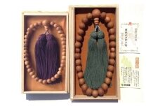 御山杉　お念珠　男女ペア　男性用：緑　女性用：古代紫／世古林業　銘木　数珠　三重県　度会町　伊勢志摩