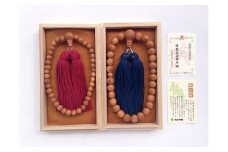 御山杉　お念珠　男女ペア　男性用：青　女性用：ワインレッド／世古林業　銘木　数珠　三重県　度会町　伊勢志摩