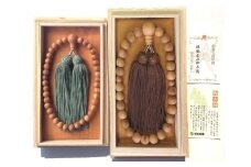 御山杉　お念珠　男女ペア　男性用：こげ茶　女性用：緑／世古林業　銘木　数珠　三重県　度会町　伊勢志摩