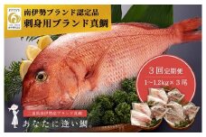 （定期便 ）（冷蔵）じゅわ～っと甘み溢れるブランド真鯛1～1.2kgを３回お届け！ 食べ比べ 皮あり スキンレス 4ヶ月に１回 ／ はさま あなたに逢い鯛。 鯛 真鯛 刺身 湯引き 南伊勢町 伊勢志摩