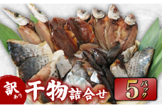 訳あり 干物 おまかせ 5パック  冷凍 あじ かます ひもの セット 人気 国産 詰め合わせ おつまみ おかず ギフト お歳暮 旬の魚 規格外 三重 伊勢 志摩 南伊勢町