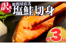 訳あり 鮭切り身〈約3kg〉【選べる配達日時】フレーク 塩 海鮮 規格外 不揃い さけ サケ 切身 シャケ 切り身 冷凍 家庭用 レシピ ムニエル ちゃんちゃん焼き 訳アリ おかず 弁当 家計応援 サーモン 魚 わけあり【MS07】