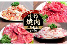 みんな大好き！味付き焼肉定期便【合計3回】 / 肉 牛肉 牛 鶏肉 小分け 味 焼き肉 焼肉 