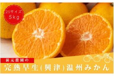 2Sサイズ 前元農園の完熟早生(興津)温州みかん 5kg【12月初旬～下旬に順次発送】 /  フルーツ  早生 興津 温州 みかん 蜜柑 三重県  高品質 みえ アルギット