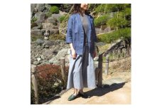 サラッと柔らか軽涼 麻100％ レディス ジャケット 湖東の麻（リネン） 和晒し仕上げのレディスジャケット【和心衣】【Mサイズ・ネイビー】