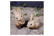 信楽焼 陶器製 ペアうさぎ 置物セット