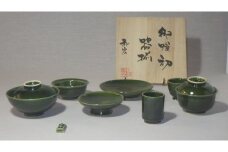 お食い初め 食器セット 木箱入り 【カラー：緑釉】
