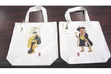 江戸時代の大津絵「鬼の念仏」「藤娘」をプリントしたトートバッグセット