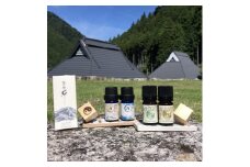 大津市産和精油『特別極めたアロマオイル4種セット』杉＆桧精油 各5ml、ブレンドオイル『月』、『陽』各5ml