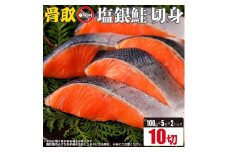 骨取り塩銀鮭 切身 10切(5切×2パック) [BM04] | 骨とり鮭 骨なし鮭 骨無し鮭 骨ぬき鮭 骨抜き鮭  冷凍 甘塩 甘口