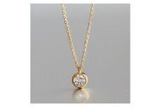 K18ゴールド【ラボグロウンダイヤモンドネックレス】0.2ct 人気のミルグレインデザイン 長さ40cm LAB-K18-003